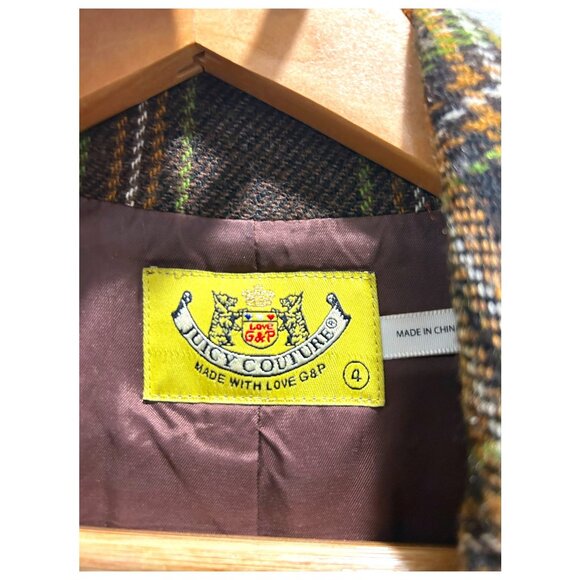 Juicy Couture Plaid Wool-Blend Peacoat - Size 4 - Picture 5 of 5